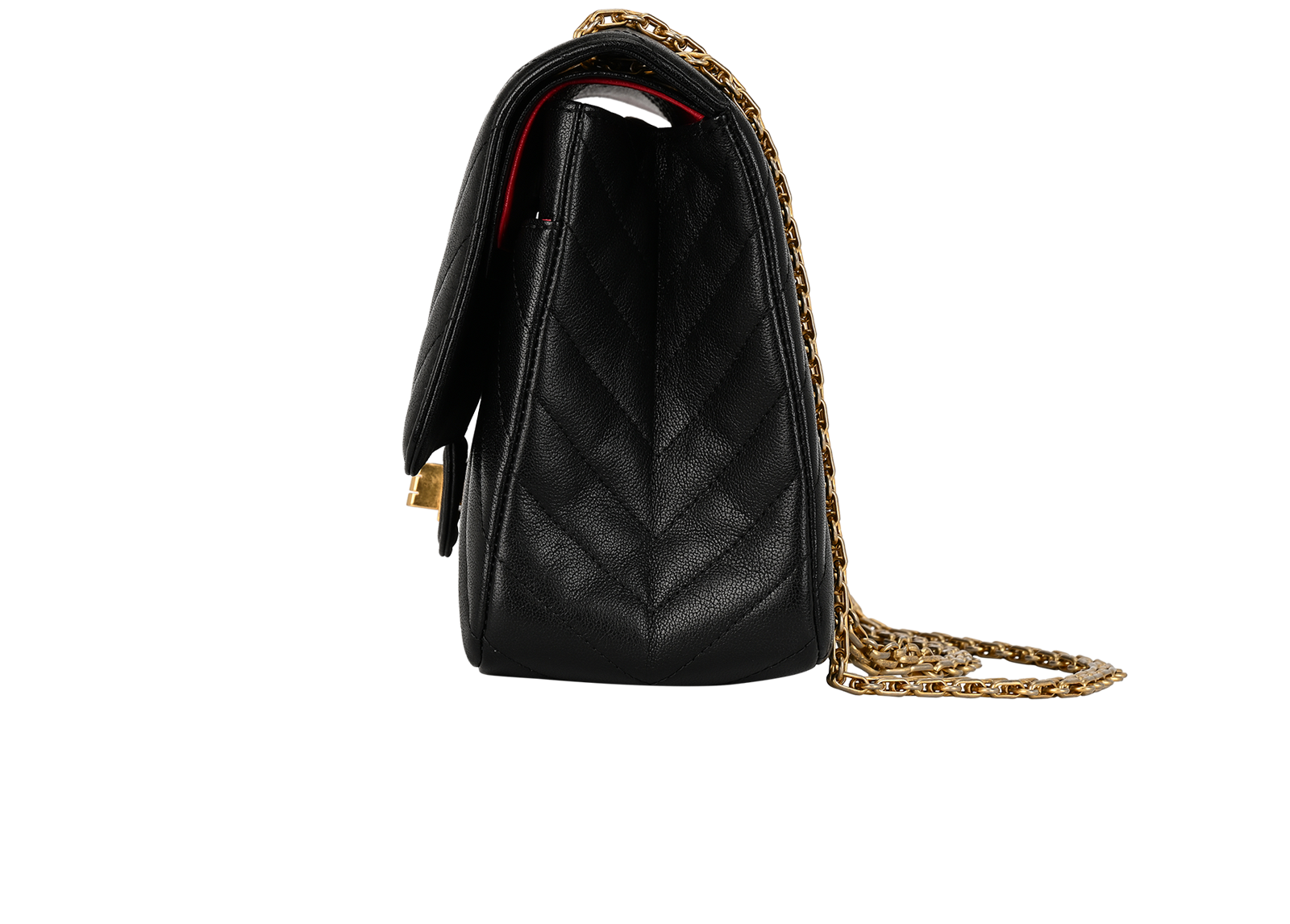 Medium 2.55 Chevron, &pound;4,100, Handbags, Black, Leather, Bottom view